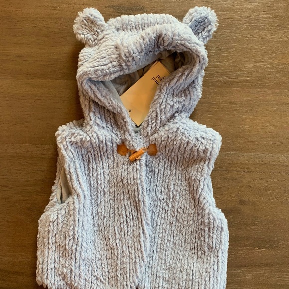 Mayoral Other - New Mayoral Blue Fur Vest with Bear Hood Toggle